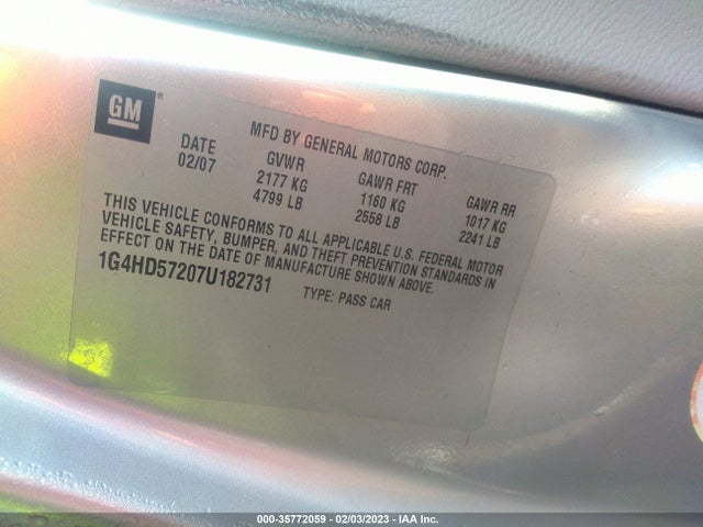Aukcja sprzedaży 2007 Buick Lucerne V6 Cxl, vin: 1G4HD57207U182731, numer aukcji: 35772059