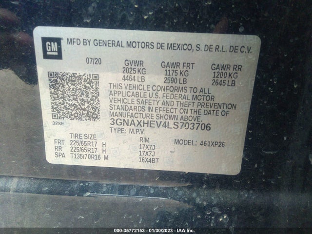 Chevrolet EQUINOX LS 2020 3GNAXHEV4LS703706 Image 9