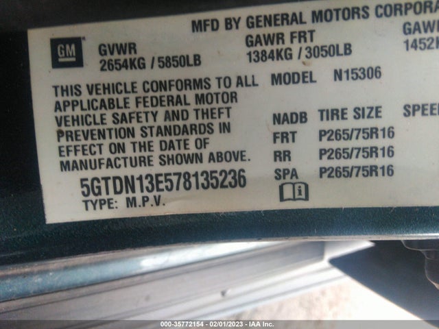 5GTDN13E578135236 Hummer H3 SUV