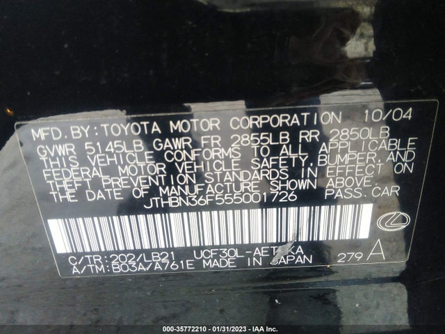 Lexus LS 430 2005 JTHBN36F555001726 Image 10