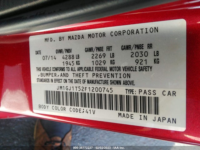 2015 Mazda 6, VIN: JM1GJ1T52F1200745