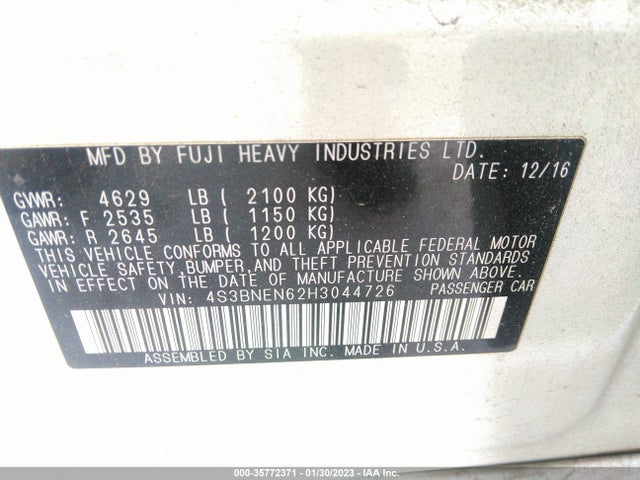 2017 Subaru Legacy, VIN: 4S3BNEN62H3044726