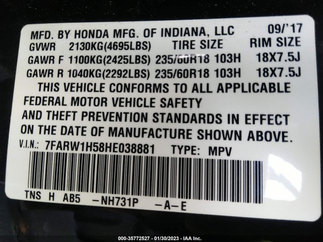 Honda CR-V EX 2017 7FARW1H58HE038881 Image 10