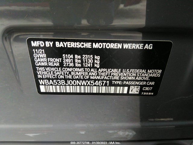 BMW 5 Series 540i 2022 WBA53BJ00NWX54671 Image 10