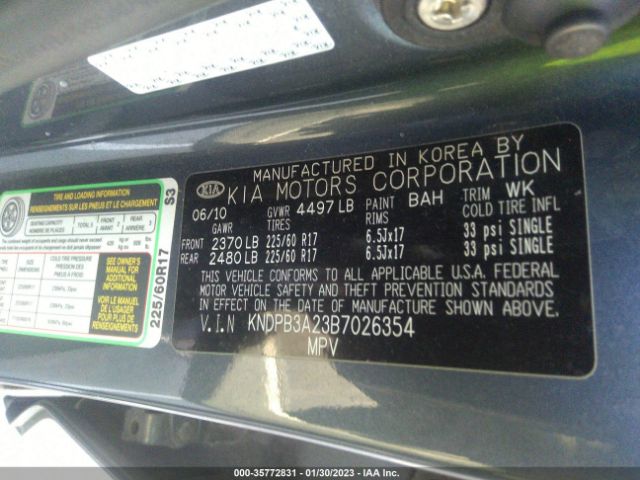 KNDPB3A23B7026354 KIA Sportage Lx