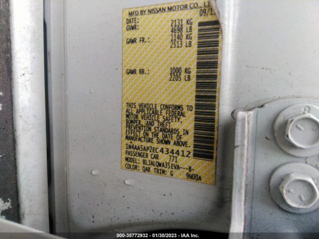 1N4AA5AP2EC434412 Nissan Maxima 3.5 S
