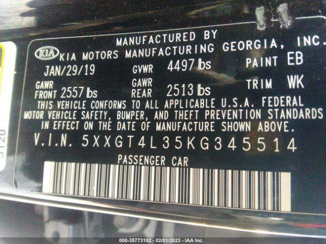 5XXGT4L35KG345514 KIA Optima Lx