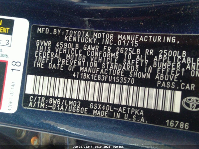 2015 Toyota Avalon, VIN: 4T1BK1EB3FU153570