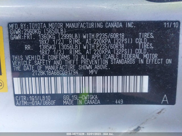Lexus RX 350 2011 2T2BK1BA6BC091794 Image 9