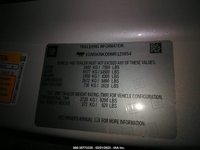 Chevrolet Tahoe Lt 2021 1GNSKNKD0MR125654 Image 10