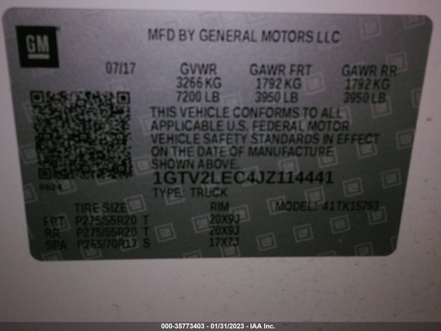 GMC SIERRA 1500 2018 1GTV2LEC4JZ114441 Image 9
