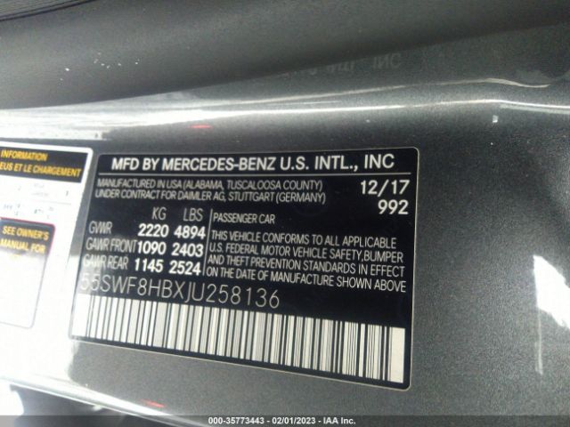 55SWF8HBXJU258136 Mercedes-Benz C-class Amg C 63 S