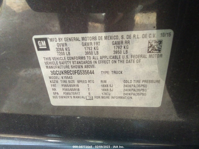 Chevrolet Silverado 1500 Lt 2015 3GCUKREC0FG535644 Image 10