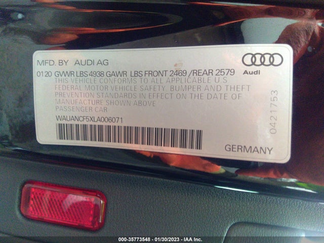 WAUANCF5XLA006071 Audi A5 Sportback Premium