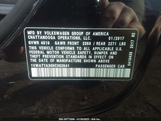2017 VOLKSWAGEN PASSAT 1.8T S VIN: 1VWAT7A30HC052541