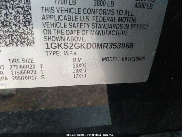 2021 GMC Yukon XL, VIN: 1GKS2GKD0MR353968