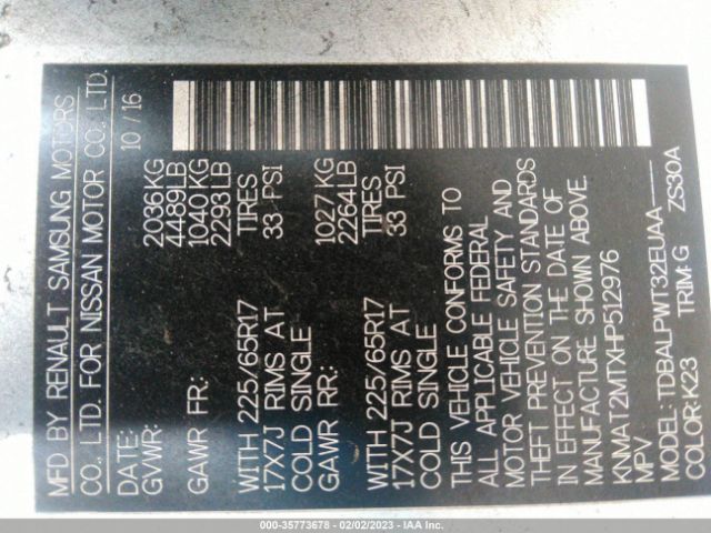 KNMAT2MTXHP512976 Nissan ROGUE S