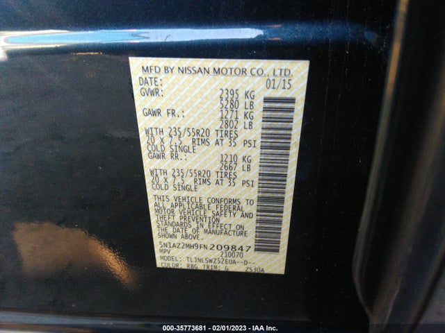 Nissan Murano 2015 5N1AZ2MH9FN209847 Image 11