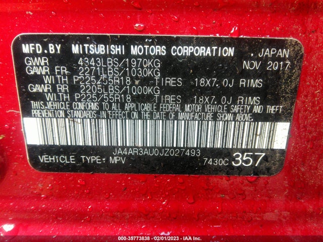 JA4AR3AU0JZ027493 Mitsubishi Outlander Sport 2.0