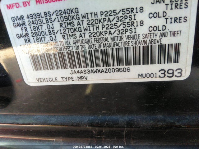 JA4AS3AWXAZ009606 Mitsubishi Outlander Se