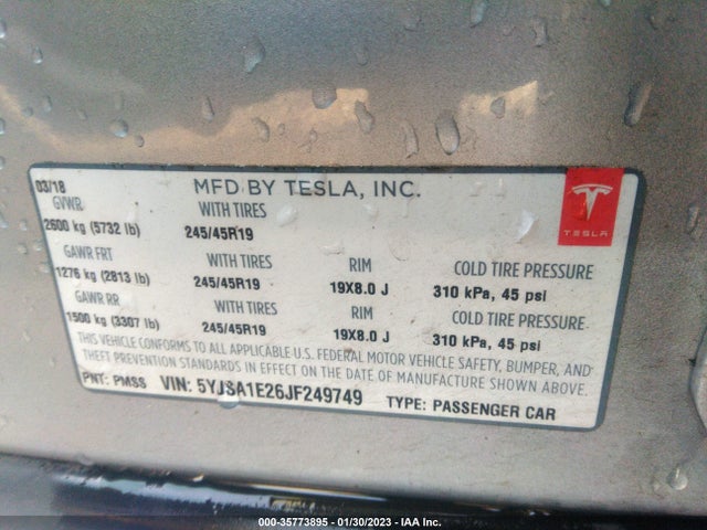 Tesla Model S 75d/100d/p100d 2018 5YJSA1E26JF249749 Image 11