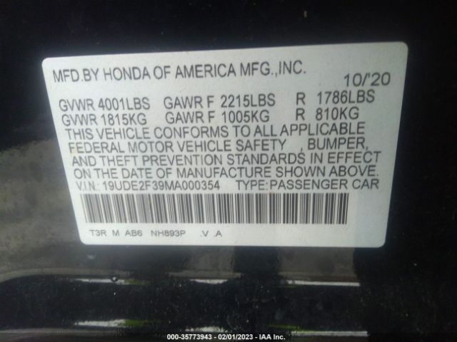 19UDE2F39MA000354 Acura ILX