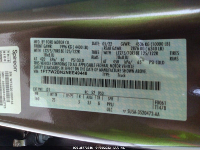 2022 Ford F-250, VIN: 1FT7W2BN2NEE49448