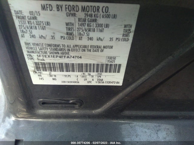2015 Ford F-150, VIN: 1FTEX1EP4FFA74704