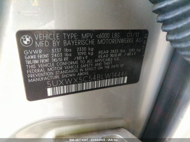 BMW X3 28I 2011 5UXWX5C54BLW14446 Image 11