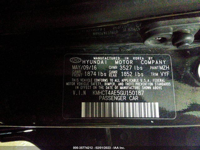 2016 HYUNDAI ACCENT SE VIN: KMHCT4AE5GU150187