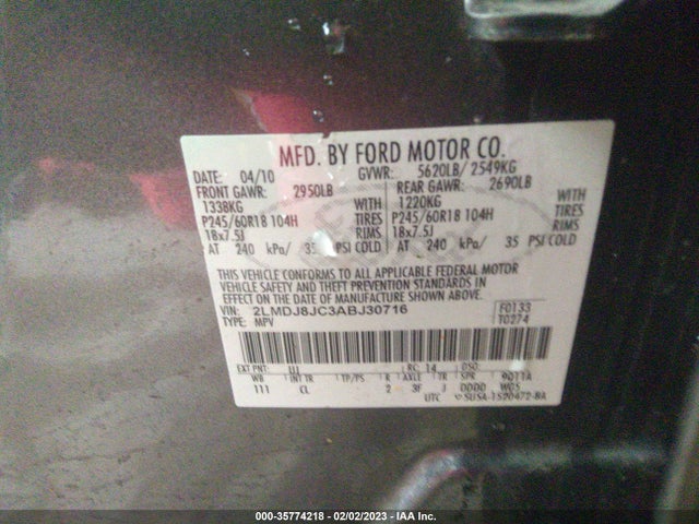 Lincoln MKX 2010 2LMDJ8JC3ABJ30716 Image 10