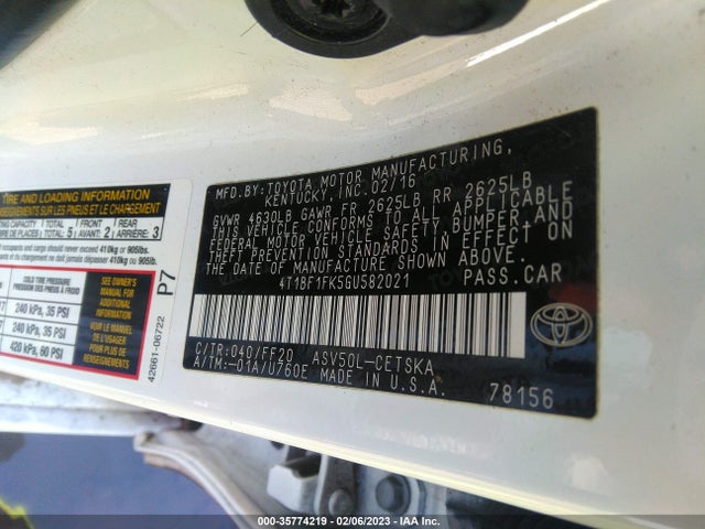 2016 Toyota Camry, VIN: 4T1BF1FK5GU582021