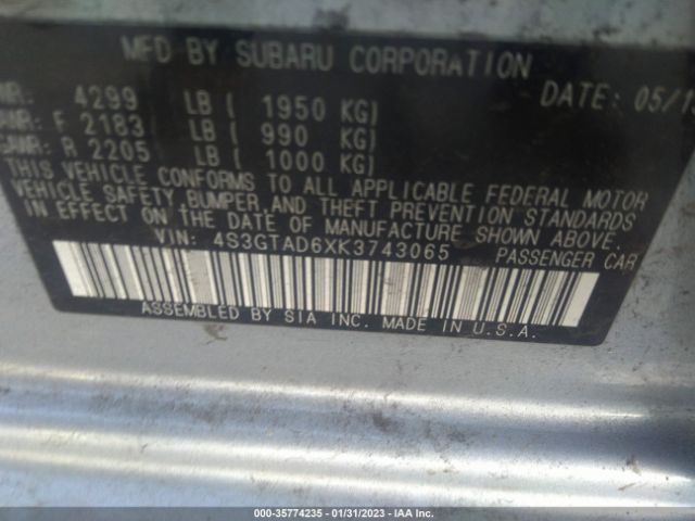 4S3GTAD6XK3743065 Subaru Impreza Premium
