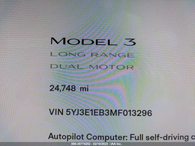 Tesla Model 3 Long Range 2021 5YJ3E1EB3MF013296 Image 9