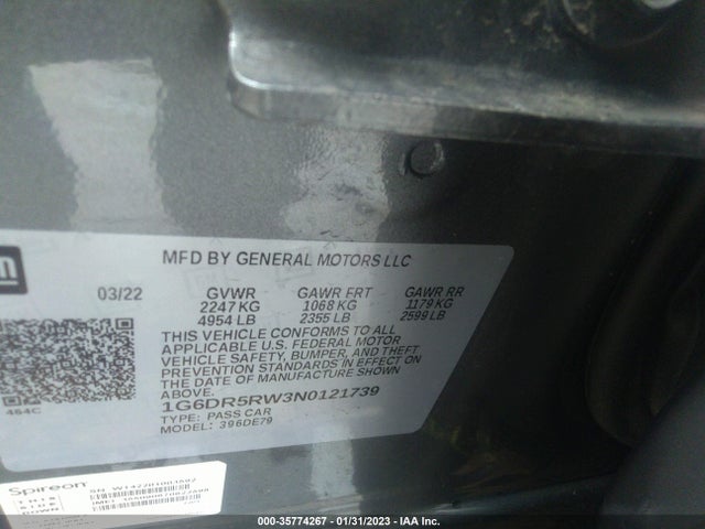 2022 Cadillac CT5, VIN: 1G6DR5RW3N0121739