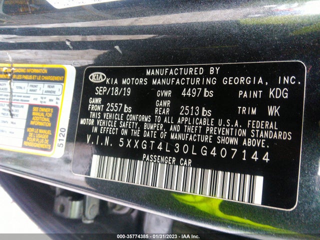 KIA Optima Lx 2020 5XXGT4L30LG407144 Image 10