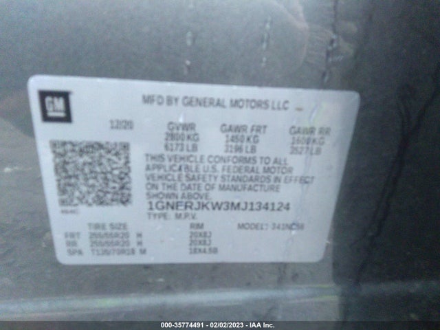 Chevrolet Traverse Rs 2021 1GNERJKW3MJ134124 Image 9