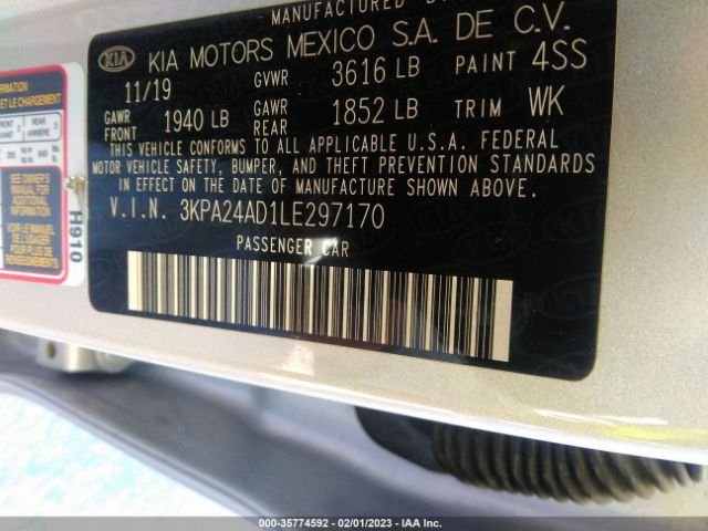 3KPA24AD1LE297170 KIA RIO LX