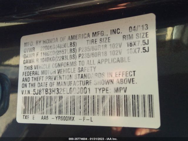 5J8TB3H32EL000001 Acura RDX