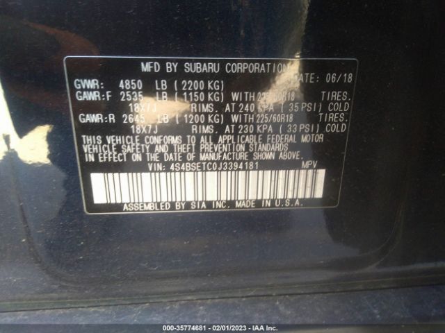 4S4BSETC0J3394181 Subaru Outback Touring