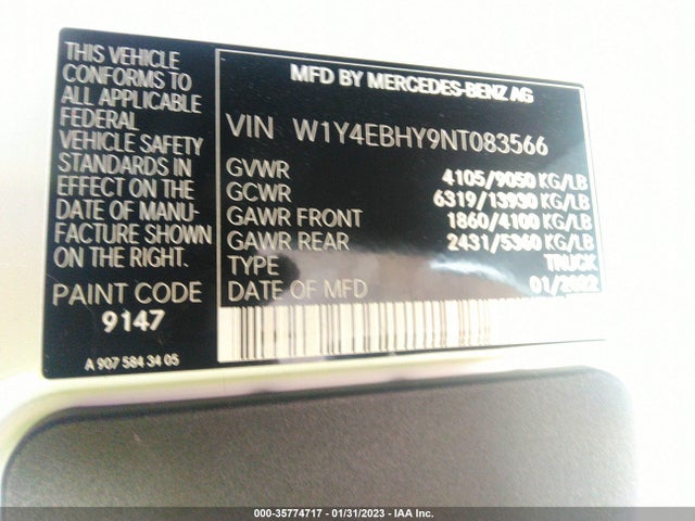 W1Y4EBHY9NT083566 Mercedes-Benz SPRINTER CARGO VAN