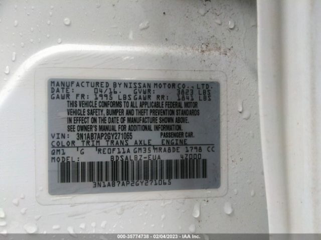 3N1AB7AP2GY271065 Nissan SENTRA S
