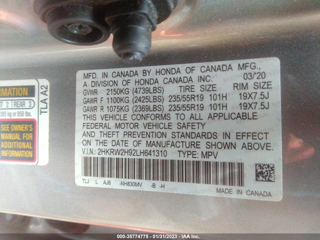 2020 Honda CR-V, VIN: 2HKRW2H92LH641310