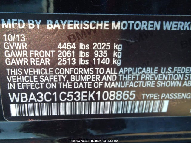 BMW 3 Series 328i 2014 WBA3C1C53EK108865 Image 9