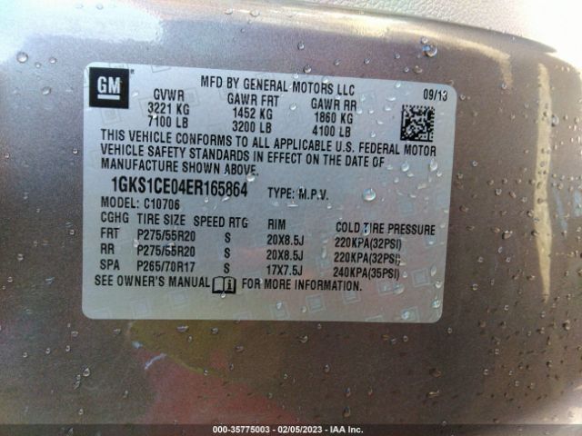 1GKS1CE04ER165864 GMC YUKON SLT