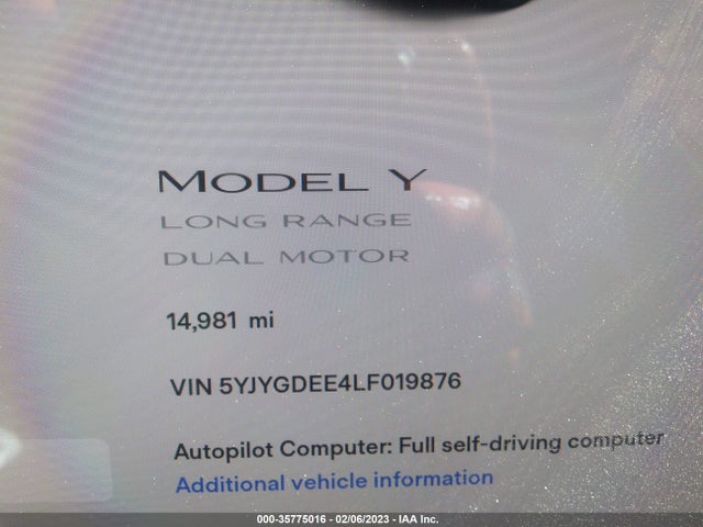 Tesla Model Y Long Range 2020 5YJYGDEE4LF019876 Image 7