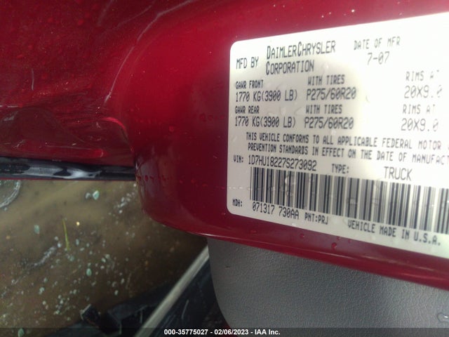 Dodge Ram 1500 Slt 2007 1D7HU18227S273092 Image 10