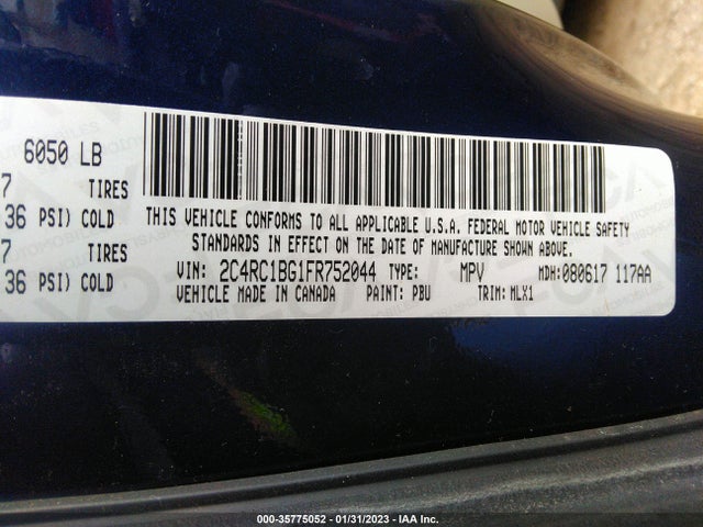 2C4RC1BG1FR752044 Chrysler Town & Country Touring