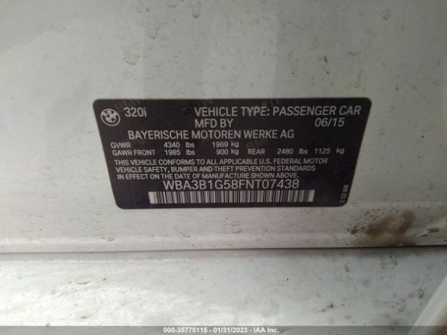 WBA3B1G58FNT07438 BMW 3 Series 320i