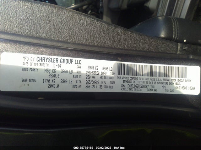 Dodge DURANGO LIMITED 2015 1C4RDJDG6FC696167 Image 9